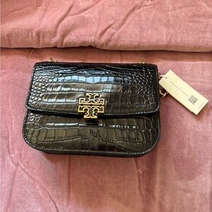 Tory Burch Black Croc-Embossed Crossbody Bag